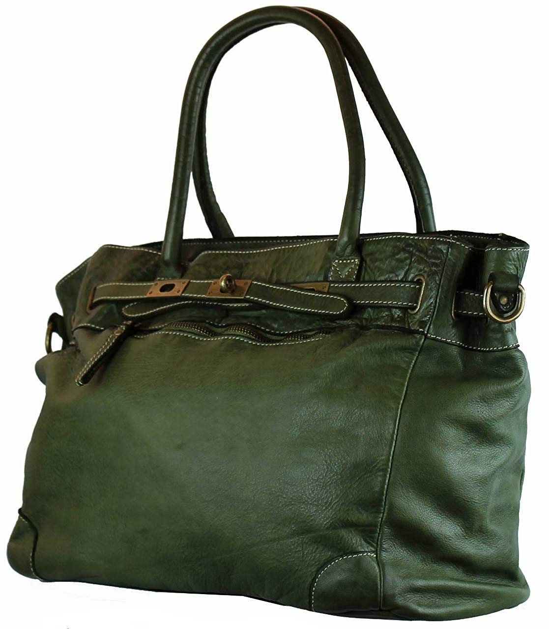 BZNA Bag Mila Grün verde vintage Italy Designer Business Damen Handtasche Ledertasche Schultertasche Tasche Leder Shopper Neu - B Z N A