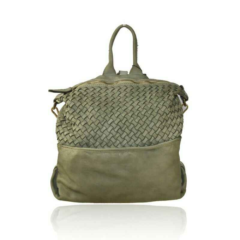 BZNA Bag Mona Grün Backpacker Designer Rucksack Ledertasche Damenhandtasche