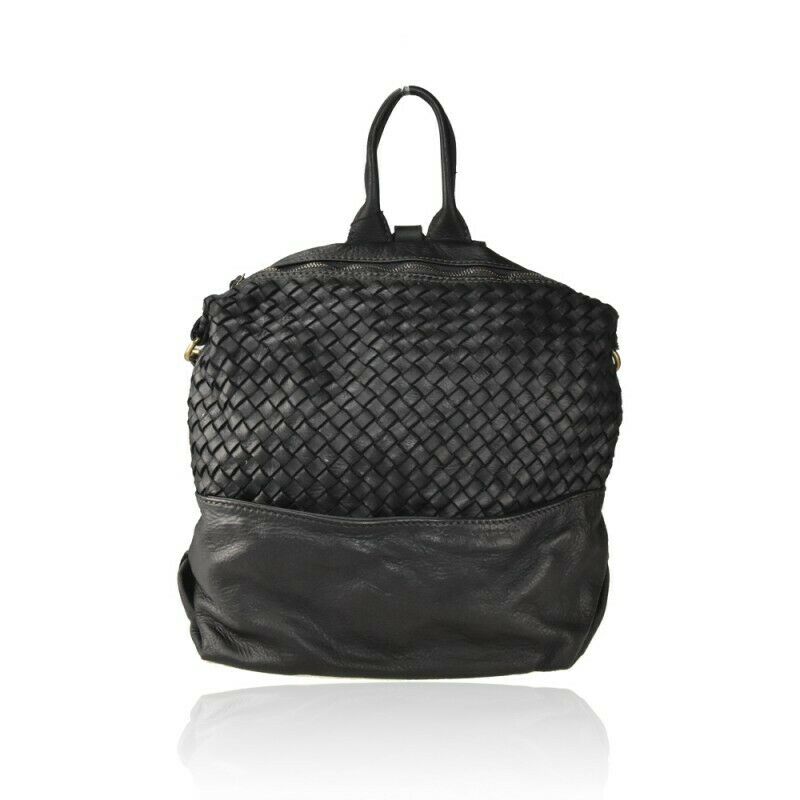 BZNA Bag Mona Schwarz Backpacker Designer Rucksack Ledertasche Damenhandtasche - B Z N A