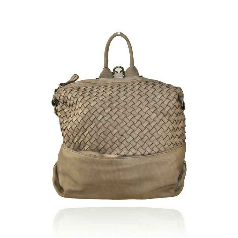 BZNA Bag Mona Taupe  Backpacker Designer Rucksack Ledertasche Damenhandtasche