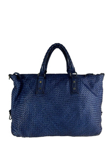 BZNA Bag Olivia Blau Shopper Tasche Schultertasche Handtasche Designer Leder - B Z N A