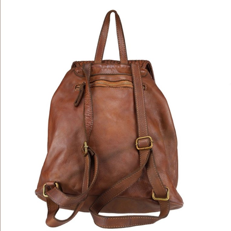 BZNA Bag Petra cognac Backpacker Designer Rucksack Damentasche Schultertasche - B Z N A