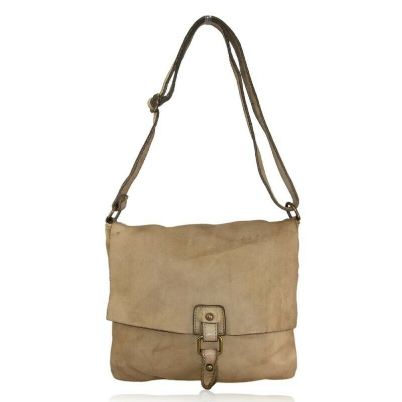 BZNA Bag Pina Taupe Italy Designer Messenger Damen Handtasche Schultertasche - B Z N A