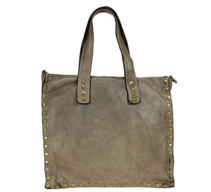 BZNA Bag Pluto Taupe Italy Designer Beutel Umhängetasche Damen Handtasche Leder - B Z N A