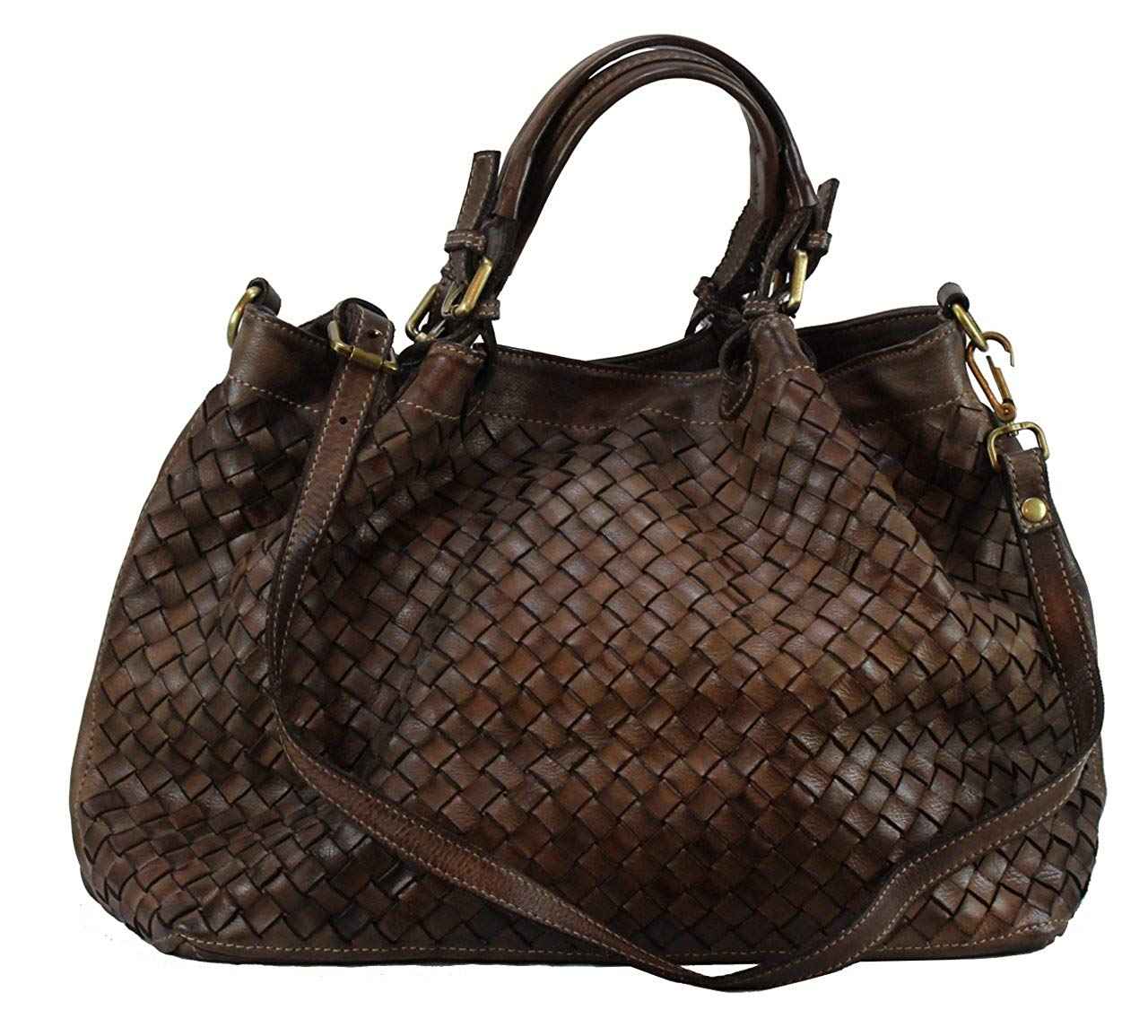 BZNA Bag Rene braun Italy Designer geflochten Damen Handtasche Schultertasche Tasche Shopper Neu