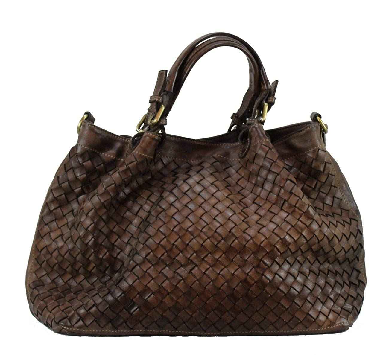 BZNA Bag Rene braun Italy Designer geflochten Damen Handtasche Schultertasche Tasche Shopper Neu