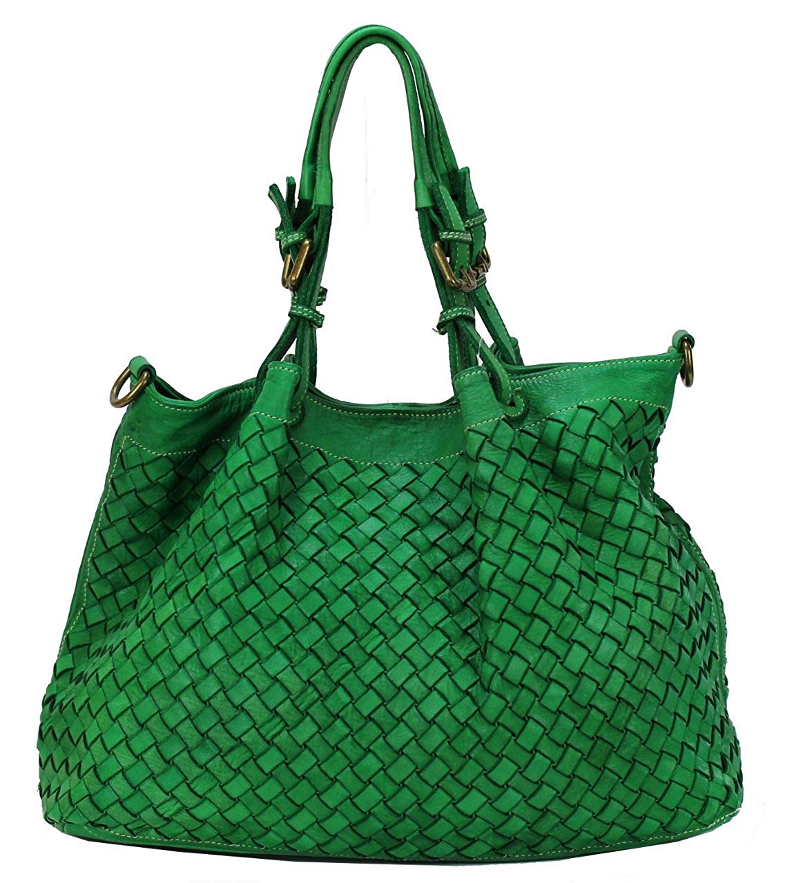 BZNA Bag Rene Grün green Italy Designer geflochten Damen Handtasche Schultertasche Tasche Schafsleder Shopper Neu - B Z N A