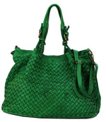 Load image into Gallery viewer, BZNA Bag Rene Grün green Italy Designer geflochten Damen Handtasche Schultertasche Tasche Schafsleder Shopper Neu - B Z N A
