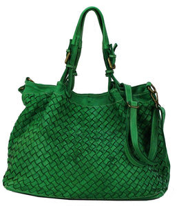 BZNA Bag Rene Grün green Italy Designer geflochten Damen Handtasche Schultertasche Tasche Schafsleder Shopper Neu - B Z N A