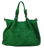 Load image into Gallery viewer, BZNA Bag Rene Grün green Italy Designer geflochten Damen Handtasche Schultertasche Tasche Schafsleder Shopper Neu - B Z N A
