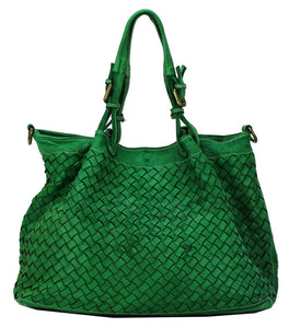 BZNA Bag Rene Grün green Italy Designer geflochten Damen Handtasche Schultertasche Tasche Schafsleder Shopper Neu - B Z N A