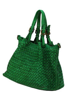 BZNA Bag Rene Grün green Italy Designer geflochten Damen Handtasche Schultertasche Tasche Schafsleder Shopper Neu - B Z N A