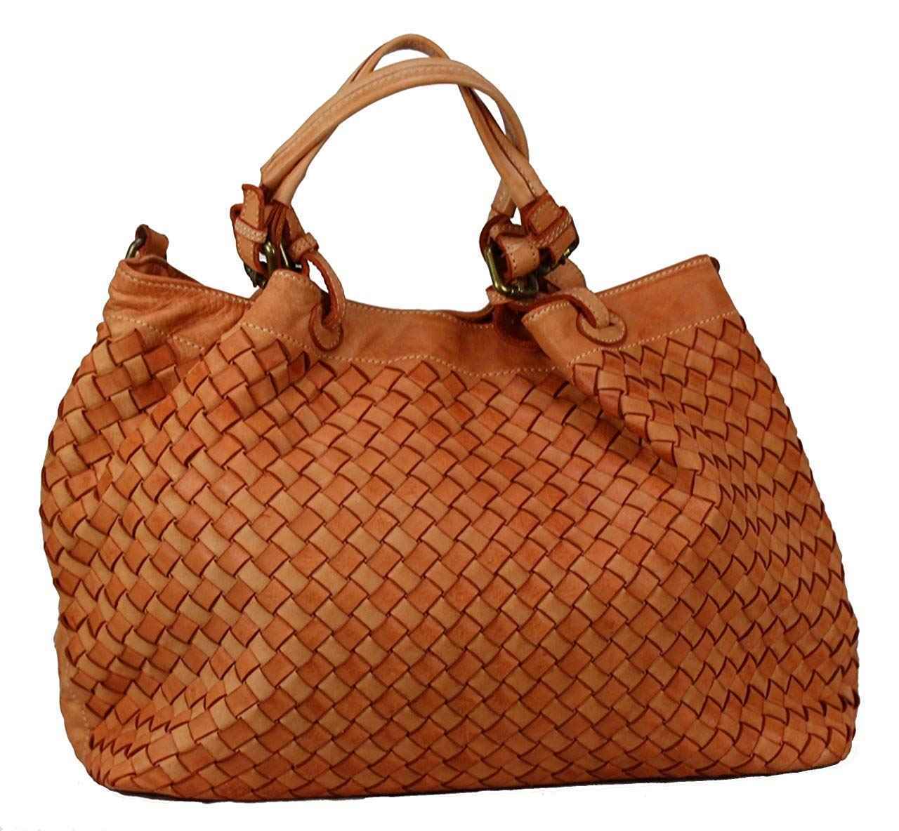 BZNA Bag Rene orange Italy Designer geflochten Damen Handtasche Schultertasche Tasche Shopper Neu