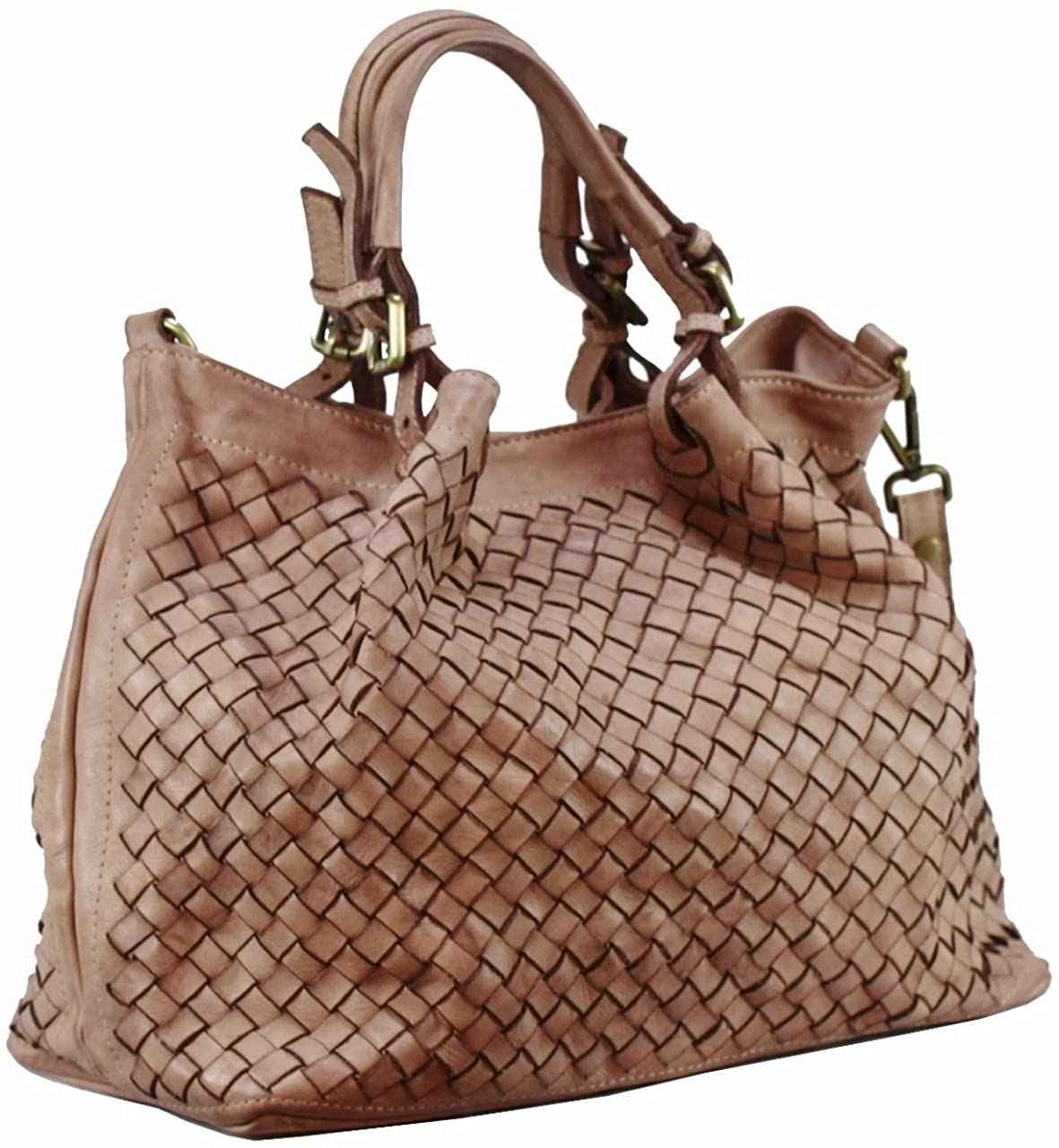 BZNA Bag Rene rose alt rosa Italy Designer geflochten Damen Handtasche Schultertasche Tasche Shopper Neu