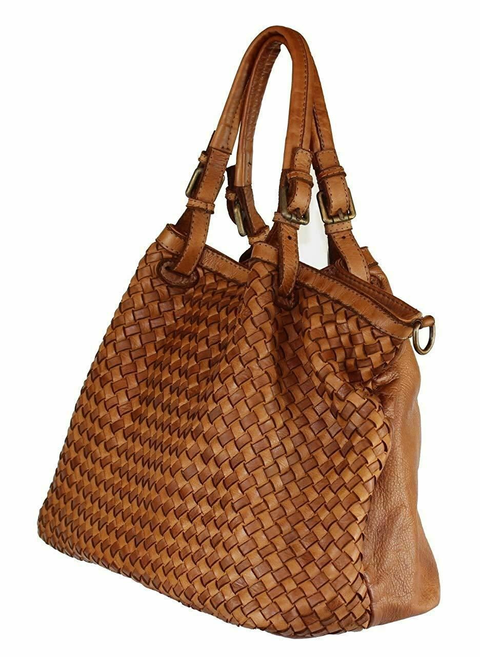 BZNA Bag Rina Grau Lederfarben Italy Designer Damen Handtasche Schultertasche - B Z N A