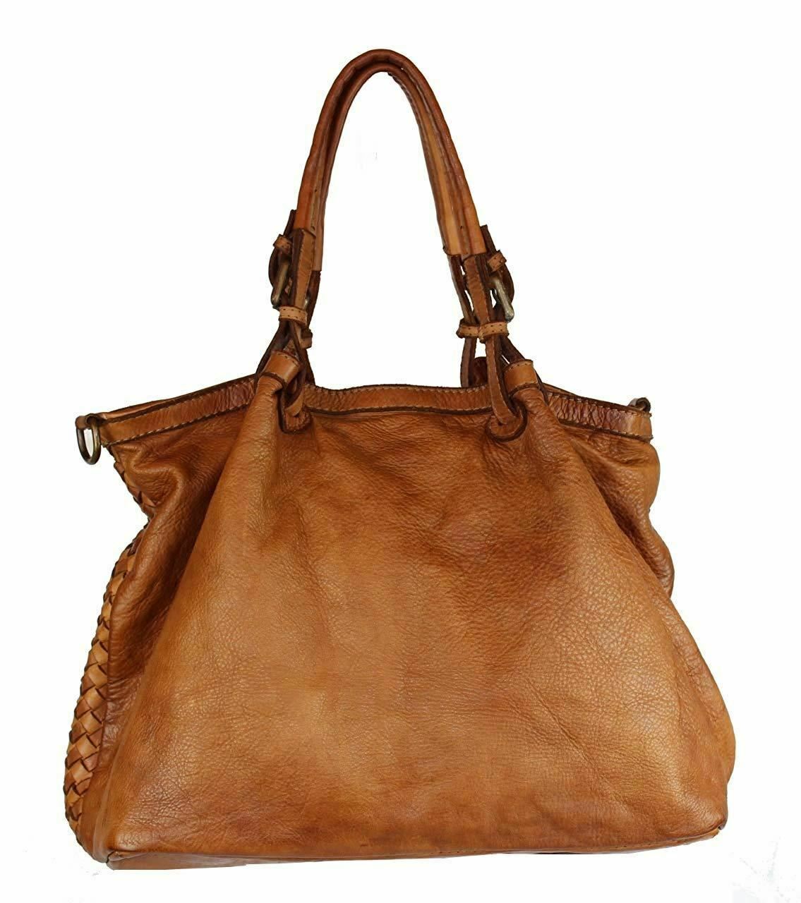 BZNA Bag Rina Grau Lederfarben Italy Designer Damen Handtasche Schultertasche - B Z N A