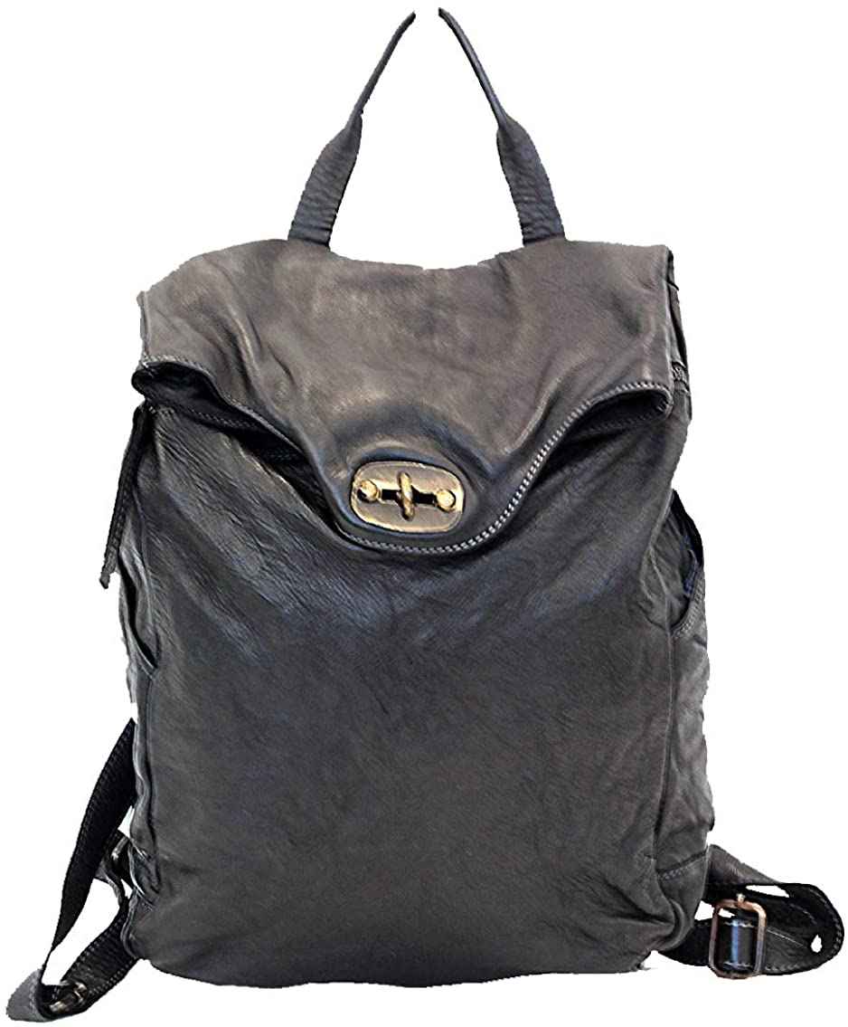 BZNA Bag Rinalto schwarz Italy Rucksack Backpacker Designer Tasche Handtasche Schultertasche Leder Damen Neu