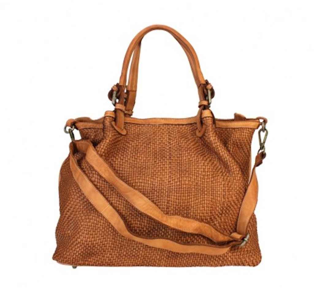 BZNA Bag Ruth Cognac Ledertasche Italy Designer Damen Handtasche Schultertasche