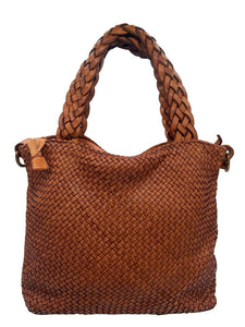 BZNA Bag Siana Cognac Italy Designer Damen Handtasche Tasche Leder Shopper - B Z N A