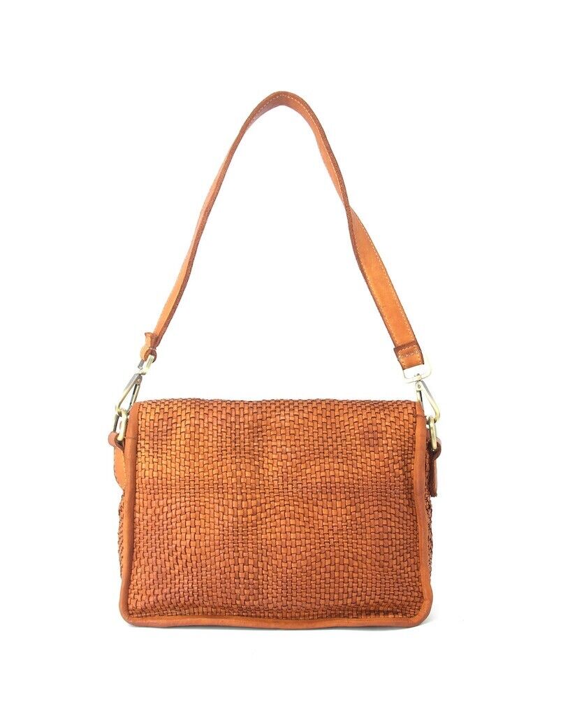 BZNA Bag Sil Cognac Umhängetasche Designer Clutch Ledertasche Schultertasche - B Z N A