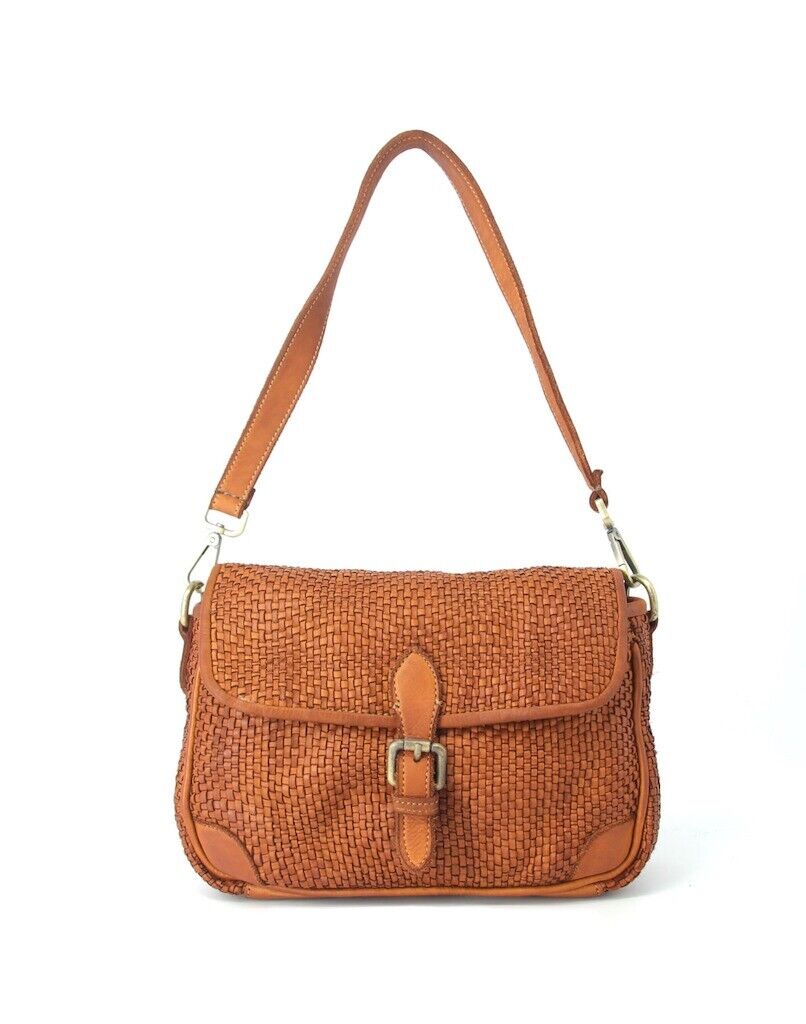 BZNA Bag Sil Cognac Umhängetasche Designer Clutch Ledertasche Schultertasche - B Z N A