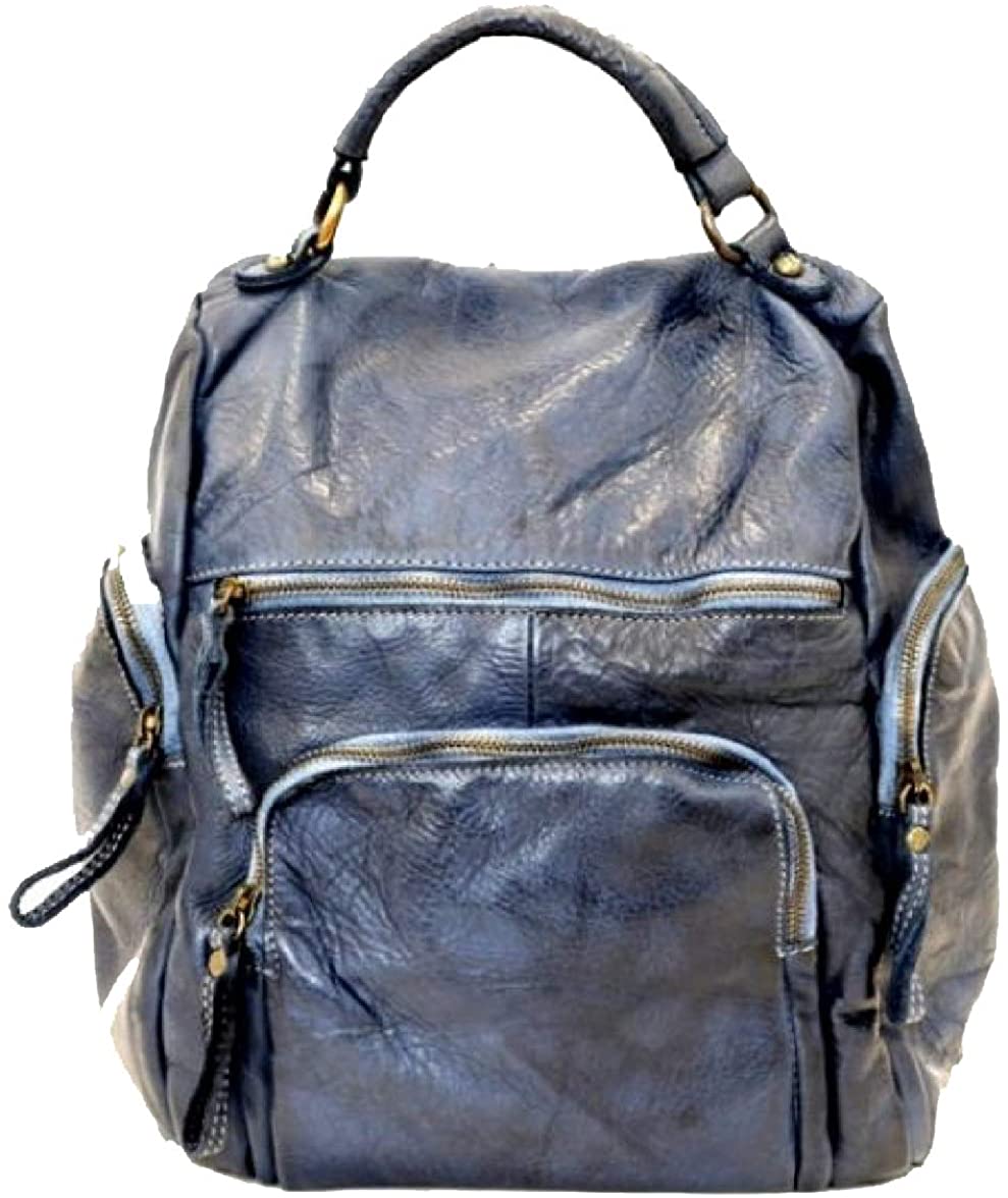 BZNA Bag Stella blau Backpacker Designer Rucksack Damenhandtasche Schultertasche Leder Nappa sheep ItalyNeu - B Z N A