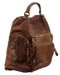 BZNA Bag Stella cognac Backpacker Designer Rucksack Damenhandtasche Schultertasche Leder Nappa sheep ItalyNeu - B Z N A