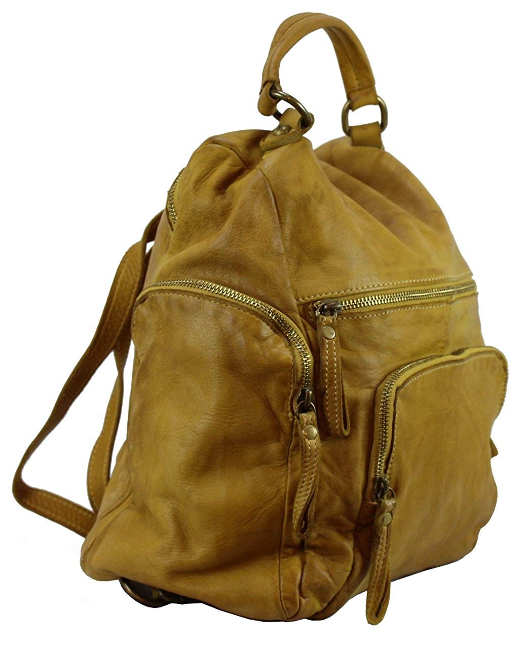 BZNA Bag Stella gelb Backpacker Designer Rucksack Damenhandtasche Schultertasche Leder Nappa sheep ItalyNeu - B Z N A