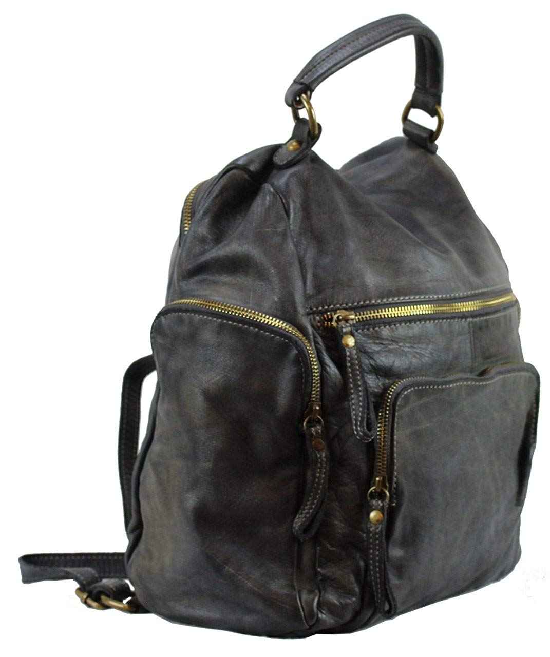 BZNA Bag Stella Grau Backpacker Designer Rucksack Damenhandtasche Schultertasche Leder Nappa
