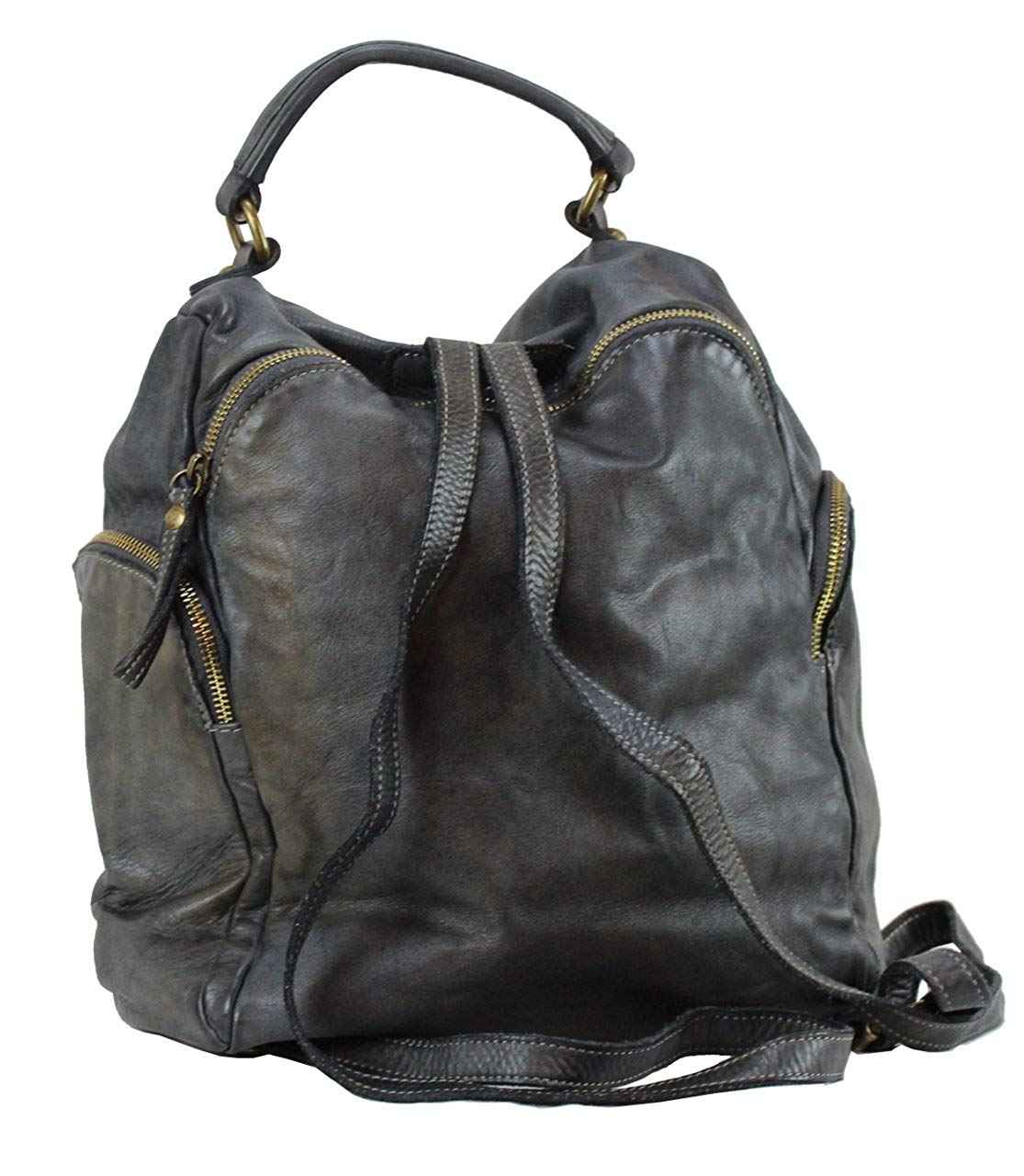BZNA Bag Stella Grau Backpacker Designer Rucksack Damenhandtasche Schultertasche Leder Nappa