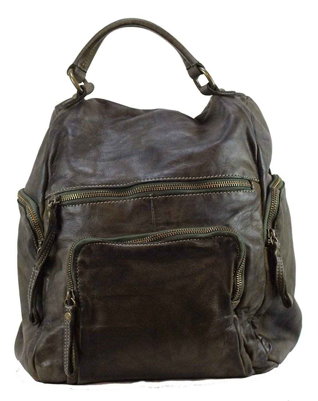 BZNA Bag Stella Grün Backpacker Designer Rucksack Damenhandtasche Schultertasche Leder Nappa sheep ItalyNeu