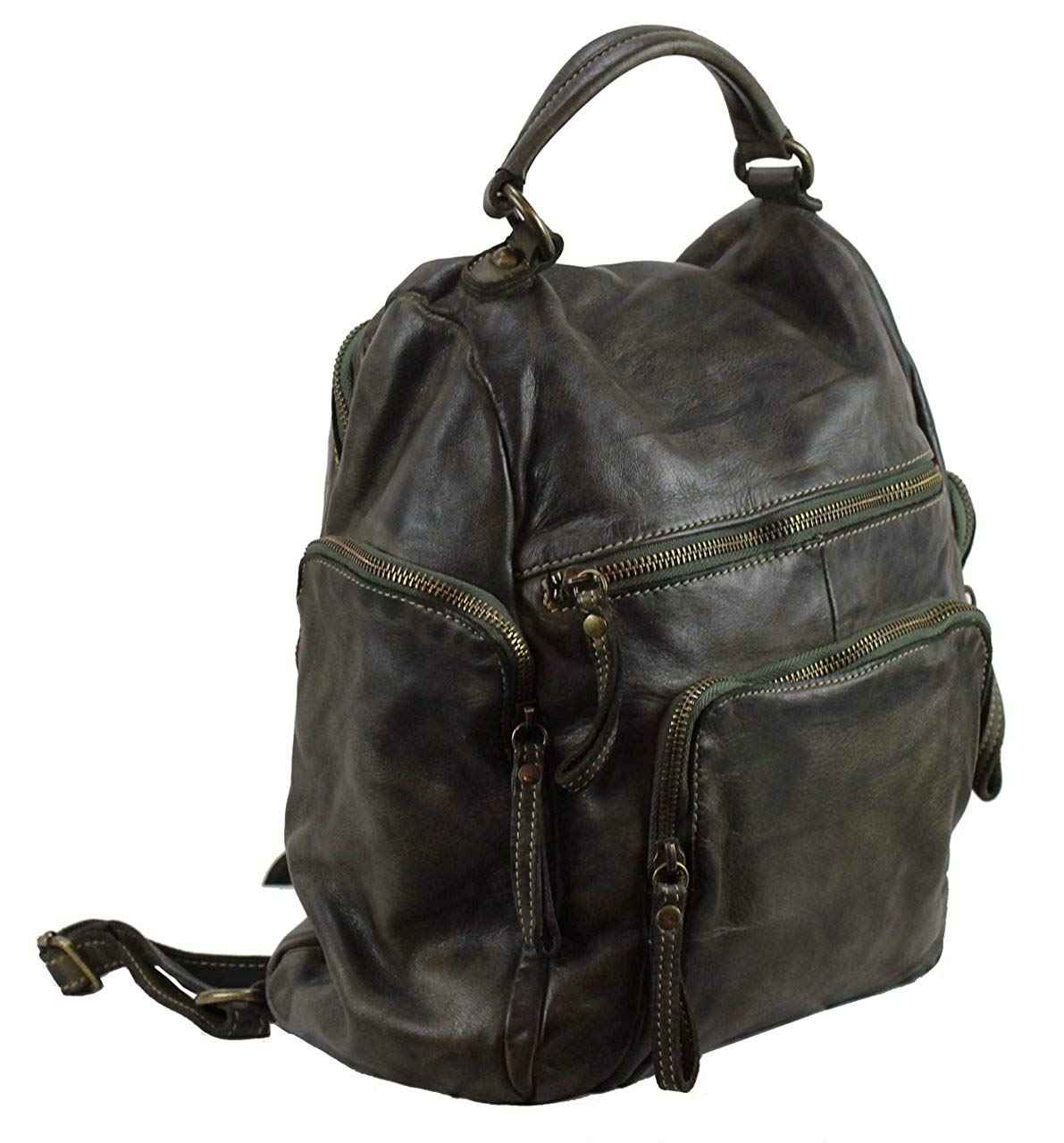 BZNA Bag Stella Grün Backpacker Designer Rucksack Damenhandtasche Schultertasche Leder Nappa sheep ItalyNeu