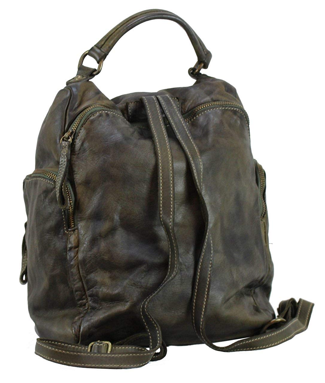 BZNA Bag Stella verde Backpacker Designer Rucksack Damenhandtasche Schultertasche Leder Nappa sheep ItalyNeu - B Z N A