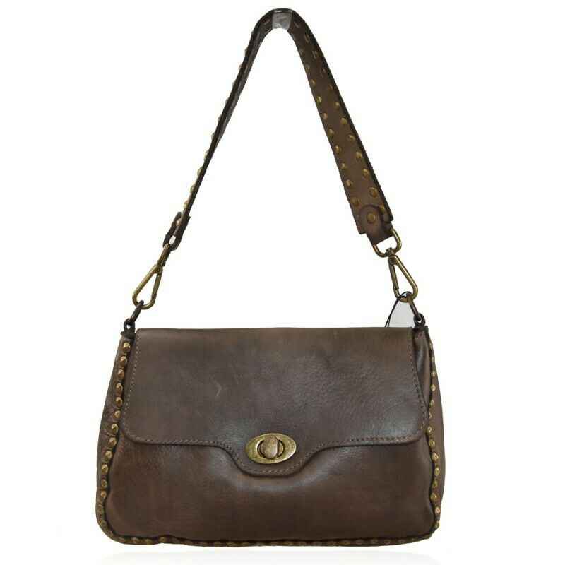 BZNA Bag Thea Braun Italy Designer Beutel Umhängetasche Damen Handtasche Leder