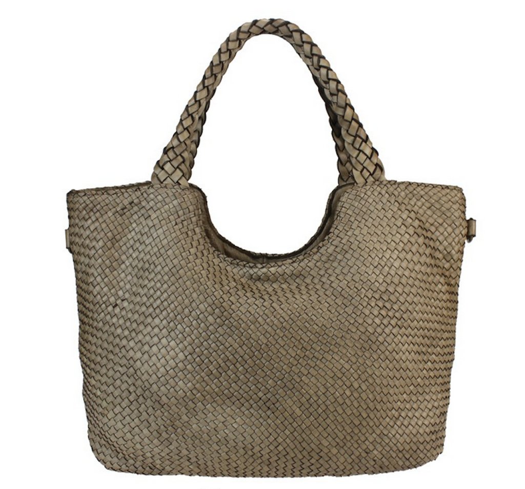 BZNA Bag Viva taupe Italy Damen Handtasche Schultertasche Tasche Leder - B Z N A