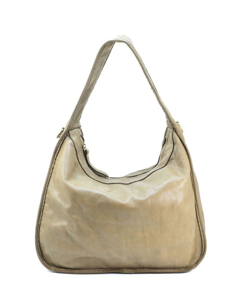 BZNA Bag Wito Taupe Italy Designer Handtasche Schultertasche Tasche Leder - B Z N A