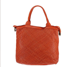 BZNA Bag Xenia Orange Italy Designer Damen Handtasche Tasche Leder Shopper - B Z N A