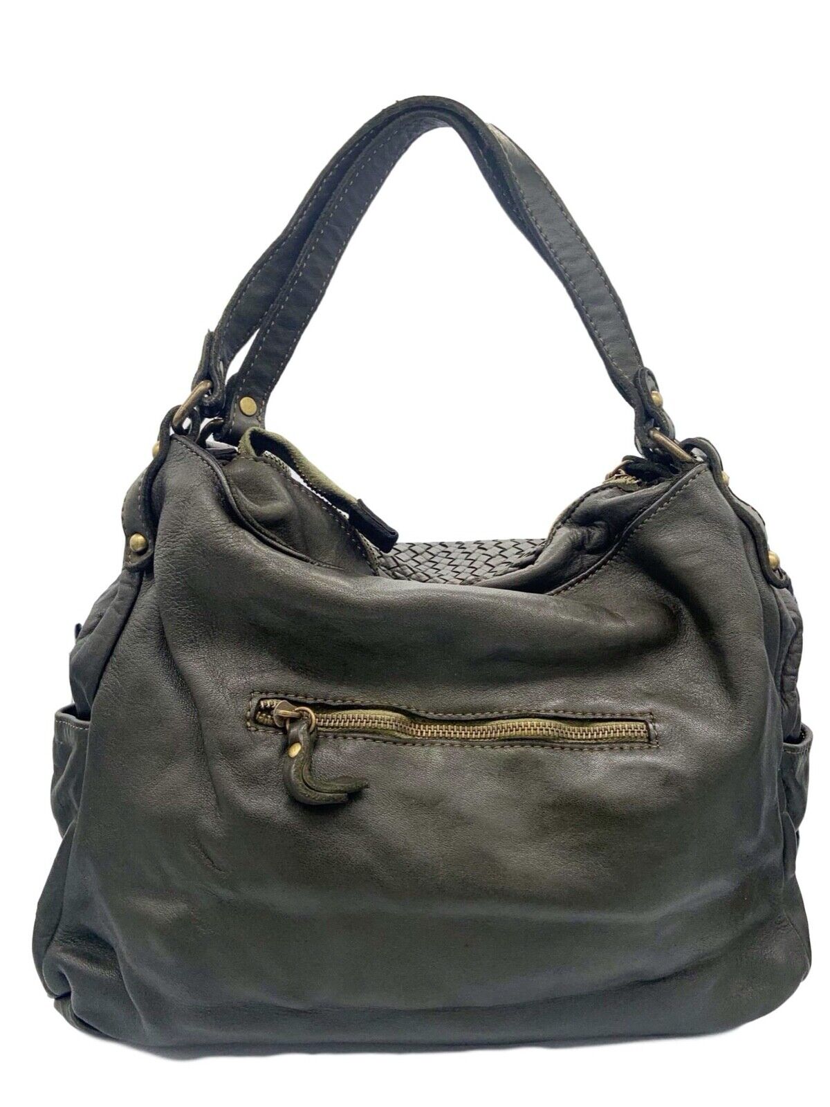 BZNA Bag Yuna Taupe Italy Designer Damen Handtasche Schultertasche Tasche - B Z N A