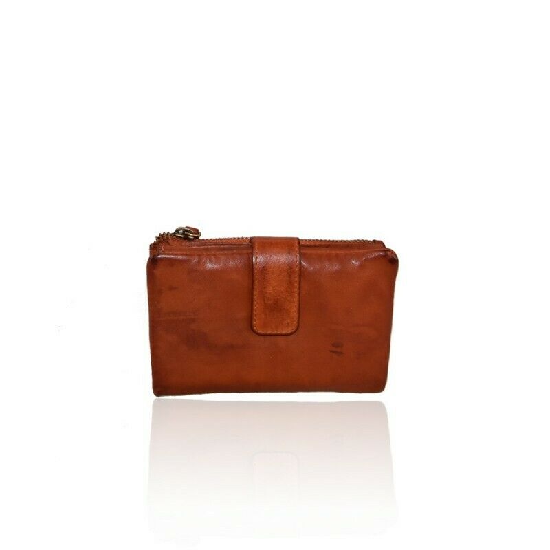 BZNA Berlin Lina Cognac Wallet Leather Leder Portemonnaie Geldbörse Clutch - B Z N A