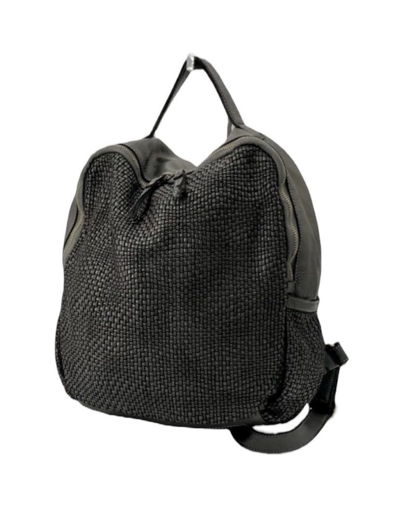 BZNA Bag Rob Schwarz Braided Backpacker Designer Rucksack Ledertasche - B Z N A
