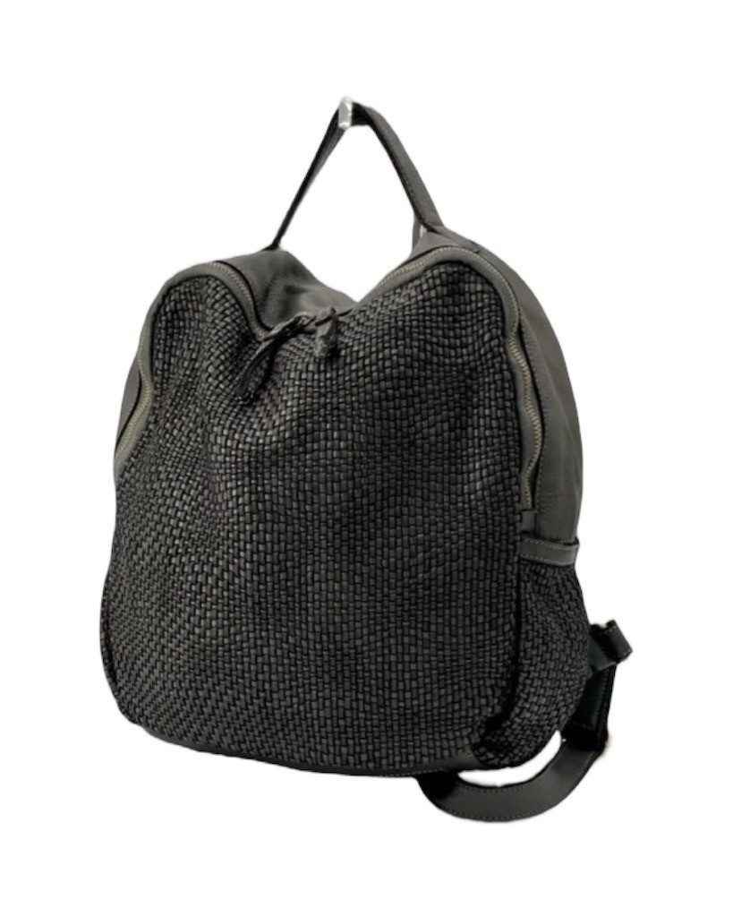 BZNA Bag Rob Schwarz Braided Backpacker Designer Rucksack Ledertasche