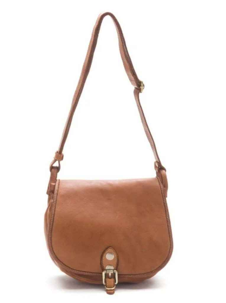 BZNA Schultertasche Taina Cognac Italy Designer Handtasche Ledertasche Umhängetasche