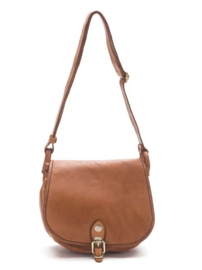 BZNA Schultertasche Taina Cognac Italy Designer Handtasche Ledertasche Umhängetasche - B Z N A