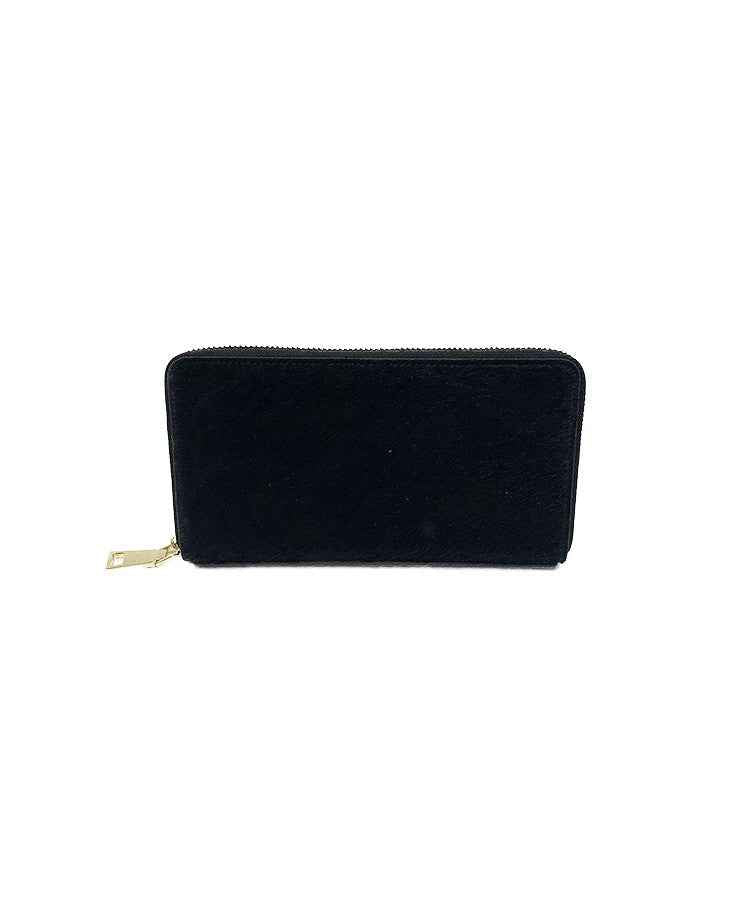 BZNA Berlin Fell Baya Schwarz Echtfell  Wallet Leather Leder Portemonnaie Geldbörse Clutch