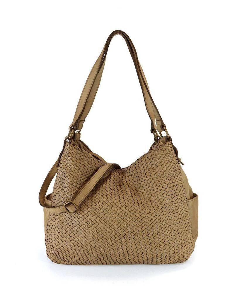 BZNA Bag Yuna Taupe Italy Designer Damen Handtasche Schultertasche Tasche - B Z N A
