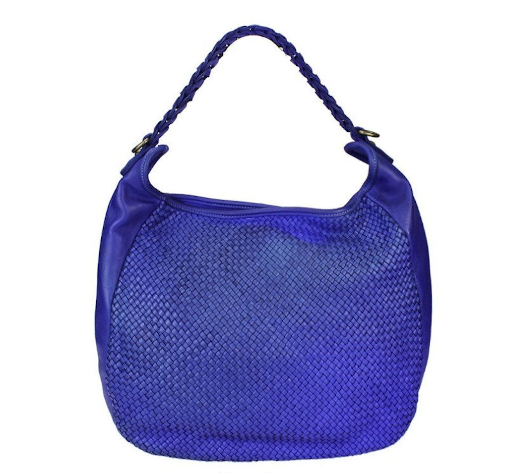 BZNA Bag Manja Blau Italy Designer Beutel Umhängetasche Shopper Handtasche Leder - B Z N A