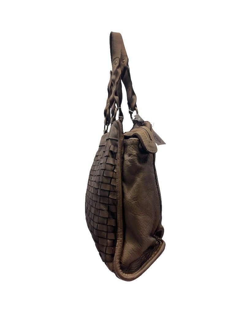 BZNA Bag Paris Taupe Italy Designer Beutel Umhängetasche Damen Handtasche Leder