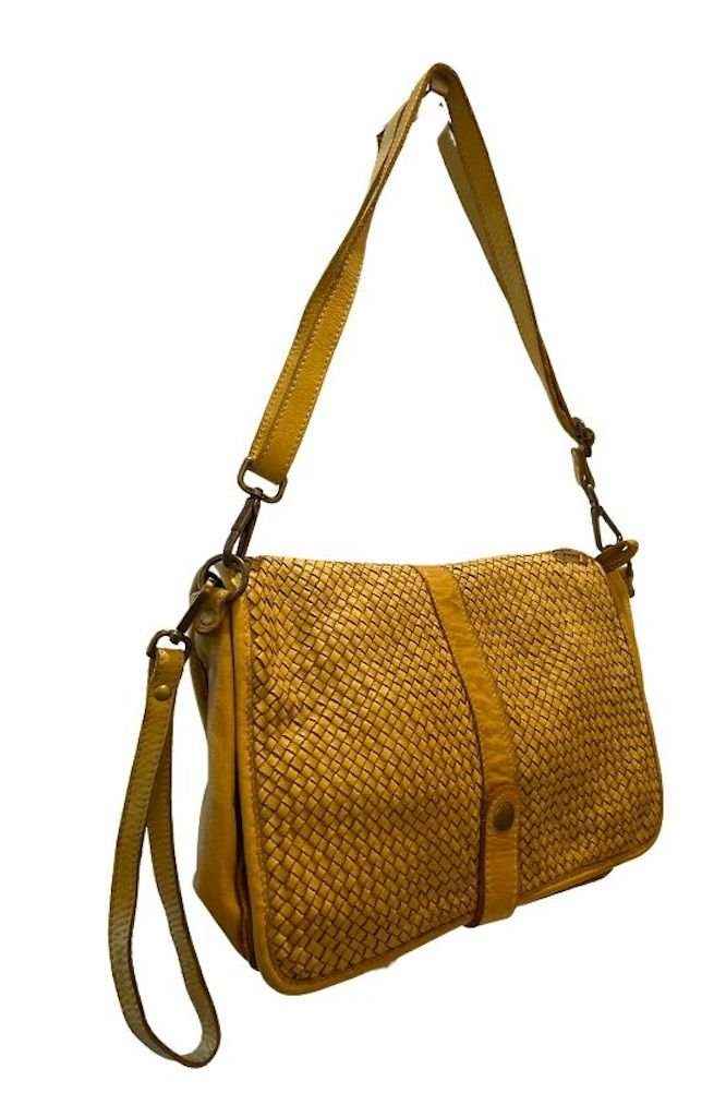 BZNA Bag Lola Gelb Italy Designer Clutch Umhängetasche Damen Handtasche