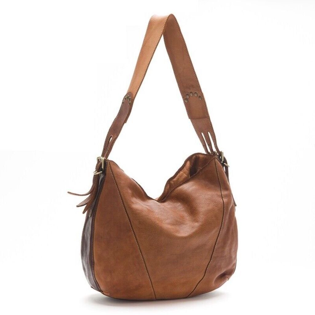 BZNA Schultertasche Branka Cognac Italy Designer Ledertasche Umhängetasche - B Z N A