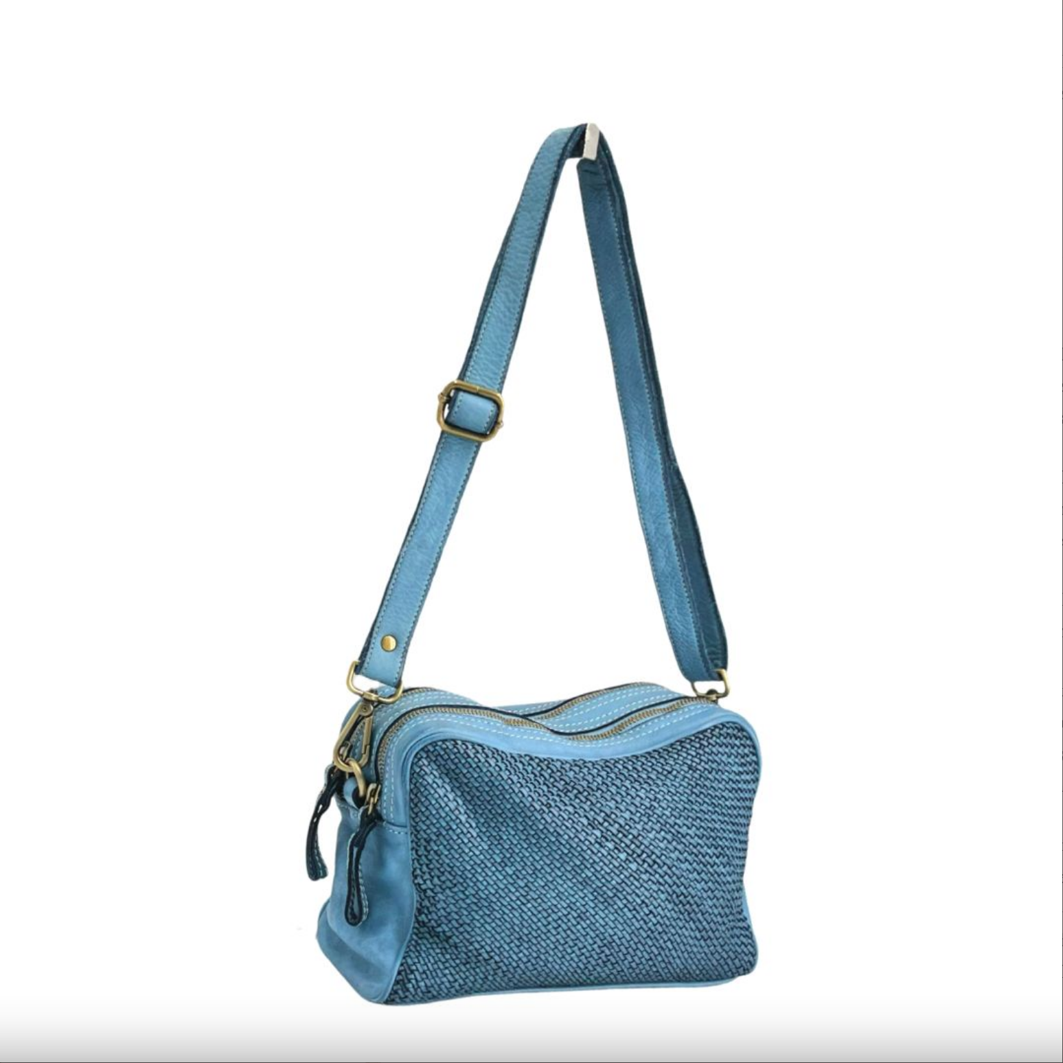 BZNA Bag Lucy Jeans Blau Italy Designer Clutch Braided Ledertasche Umhängetasche - B Z N A